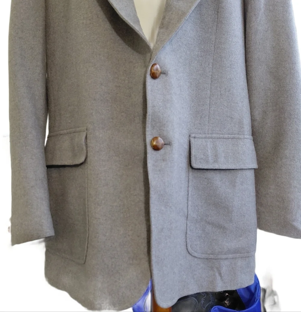 Men's 100% Mongolian Camel Hair Blazer Size 43L Light Gray Sport Coat